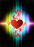 Floral Hearts on Abstract Spectrum Background