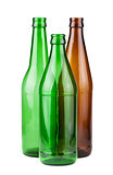 Brown and green empty bottles 