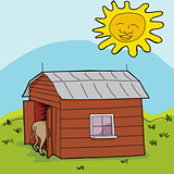 Sun Over Small Barn