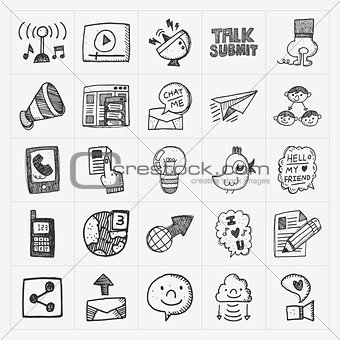 doodle communication icons set