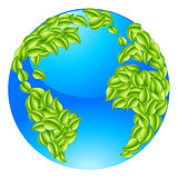 Green Leaves Globe Earth World Concept