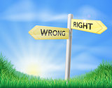 Right or wrong decision sign
