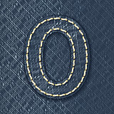 Number 0 made from jeans fabric
