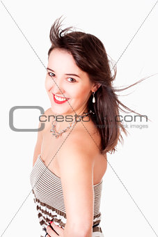 Portrait of a Young Woman with Brown Hair Smiling 