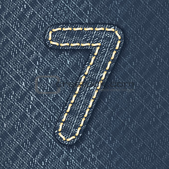 Number 7 made from jeans fabric