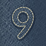 Number 9 made from jeans fabric