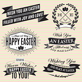 Black and white set of labels on Easter