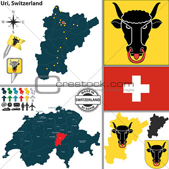 Map of Uri, Switzerland