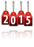 Red hanging tags with the 2015 year digits