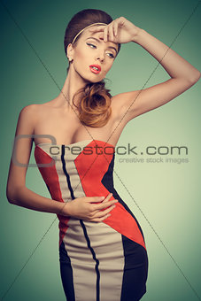 fashion female with vogue dress 