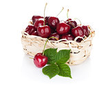 Ripe cherries basket