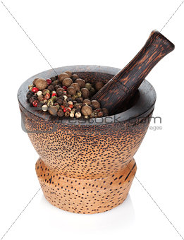 Mortar and pestle with peppercorn