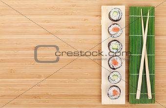 Sushi set with salmon and cucumber