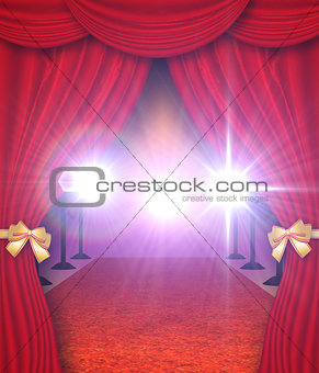 Curtains and red carpet