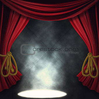 Dramatic theater stage with spotlights