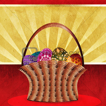 Easter card with basket of eggs
