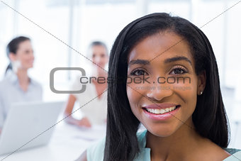 Close up of pretty businesswoman smiling