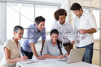 Attractive business people working in the office