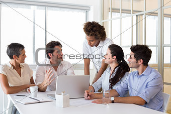 Attractive business people working together