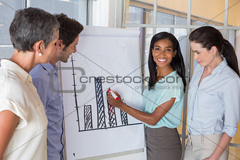 Business people working on graph for presentation