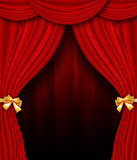 Red curtain with golden bows