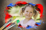 Composite image of little girl smiling in the park