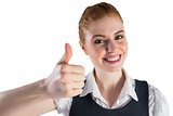 Redhead businesswoman showing thumbs up