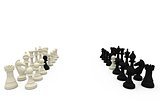 Chess pawns on rival teams