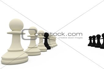 Black pawn spy standing with white pieces