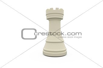 Digitally generated white rook standing alone