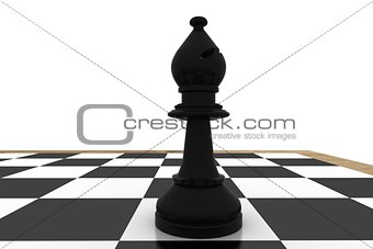 Black bishop on chess board