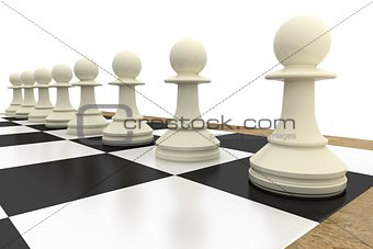 White pawns on chess board