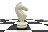 White knight on chess board