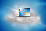 Laptop on a floating cloud