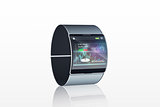 Futuristic wristwatch with interface display