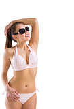 Fit girl in bikini and sunglasses