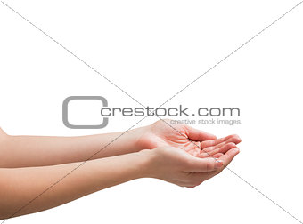 Female hands being held out
