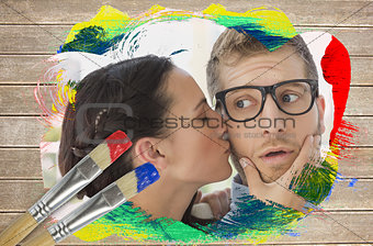 Composite image of flirty colleagues