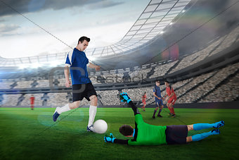 Composite image of football match in progress