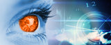 Composite image of orange eye on blue face