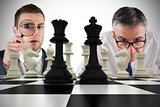 Composite image of business people with chessboard