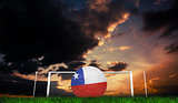 Composite image of football in chile colours