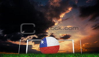 Composite image of football in chile colours
