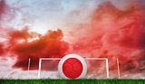 Composite image of football in japan colours