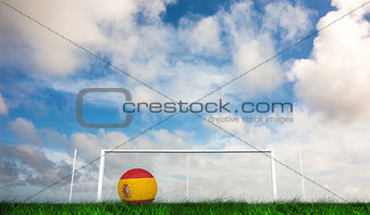 Composite image of football in spain colours