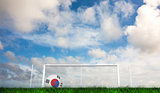 Composite image of football in south korea colours