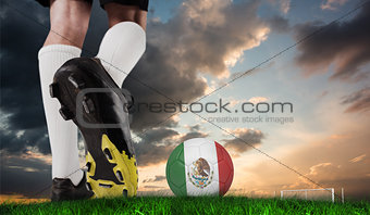 Composite image of football boot kicking mexico ball