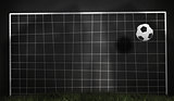 Composite image of black and white football