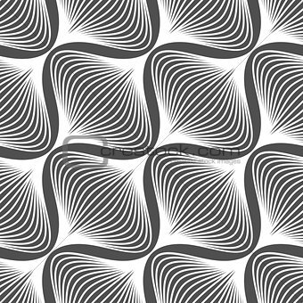 Black and white simple wavy onion shapes pattern