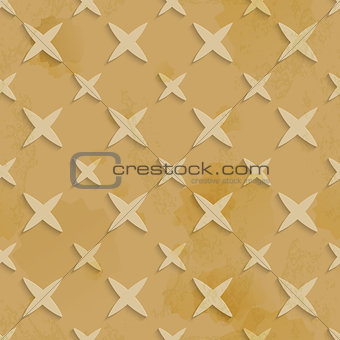Brown recycling paper stars seamless pattern